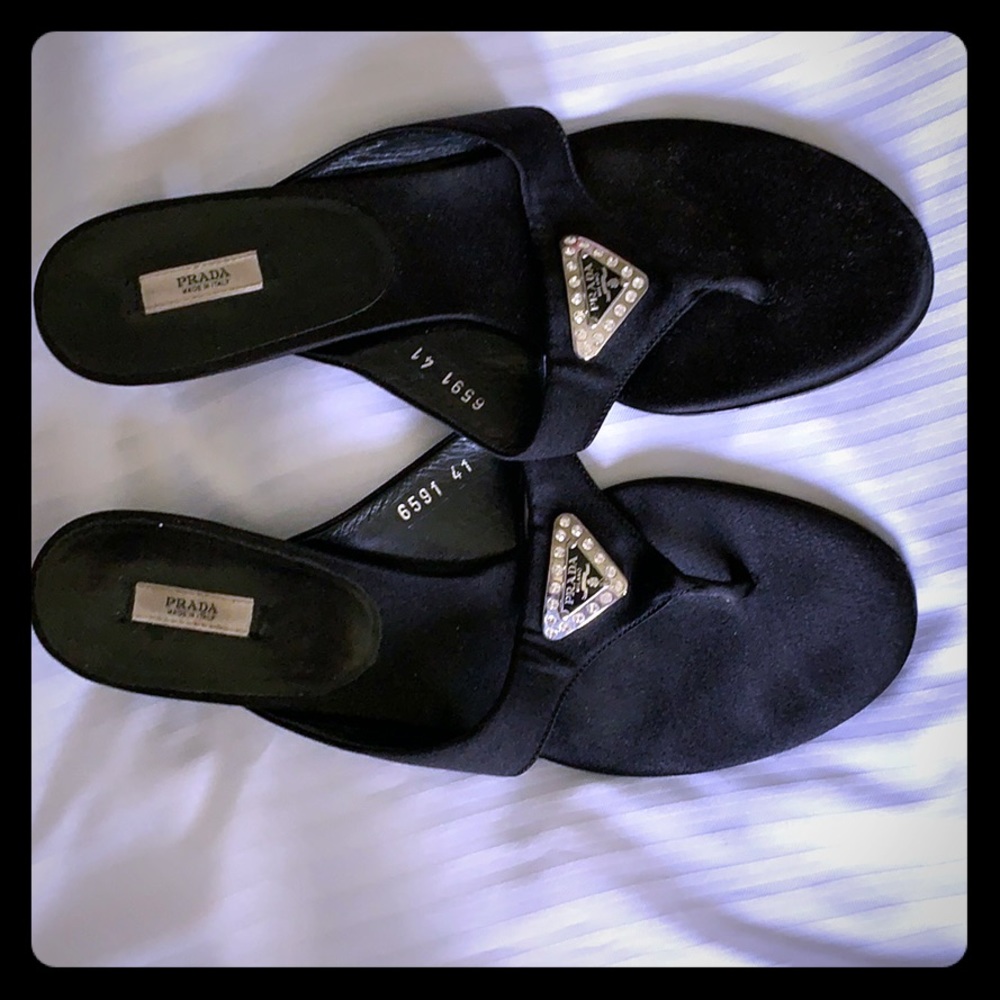 Prada Black Satin Kitten Heels